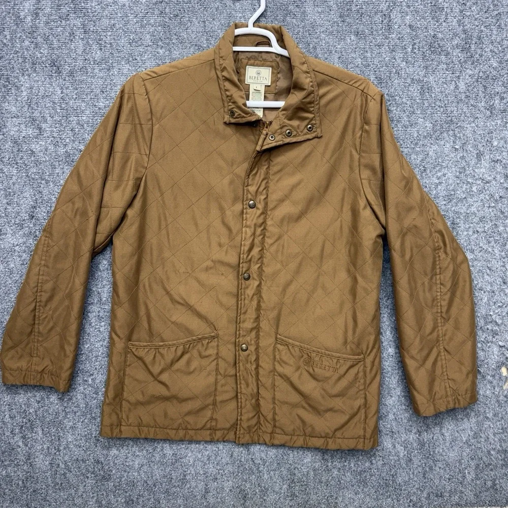 Beretta quilted zip & button up light field jacket Mens Large w/ loose stitching